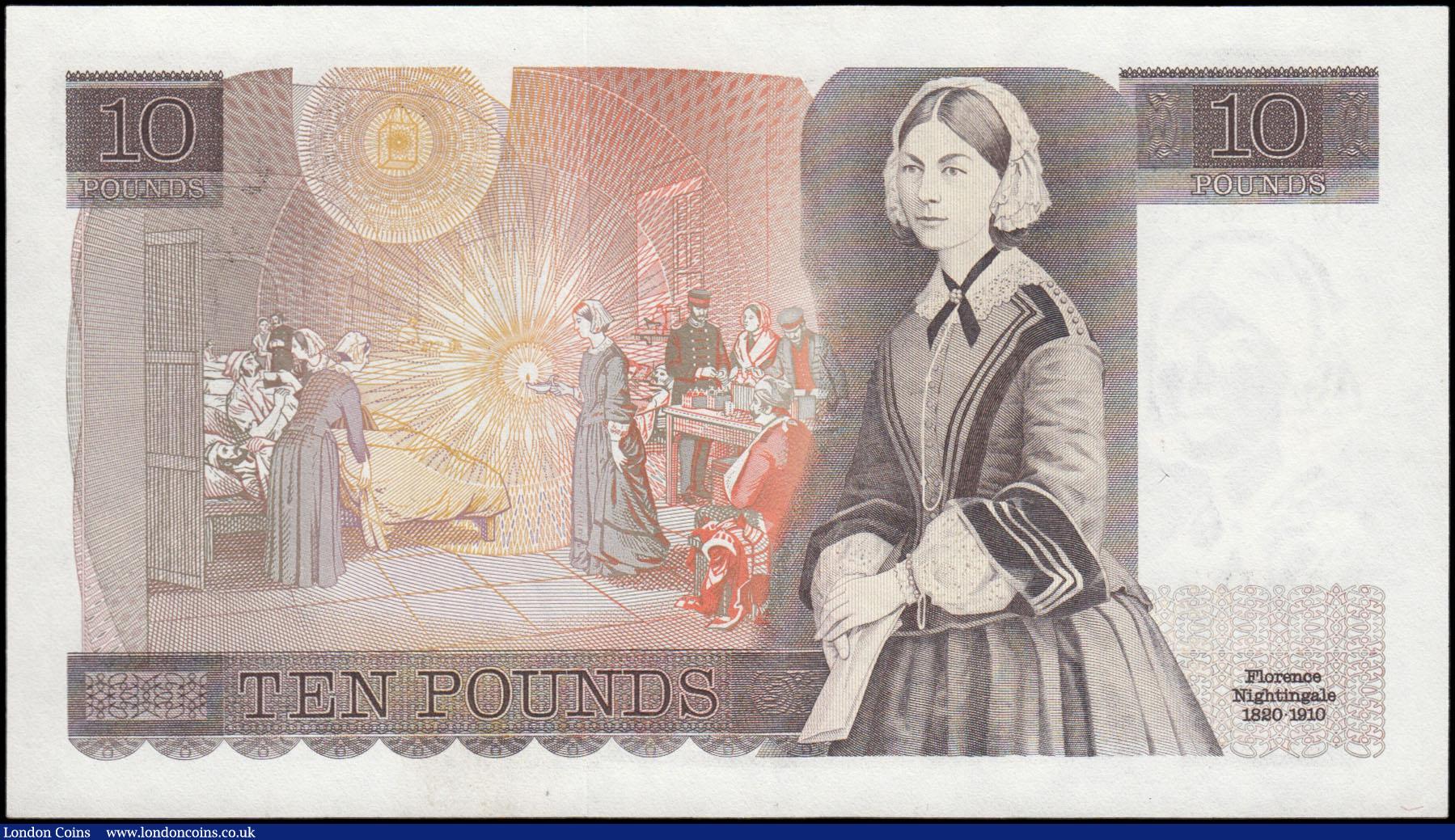 London Coins : A165 : Lot 460 : Ten Pounds QE2 and Florence Nightingale, Somerset B346 issued 1980, first series U07 631520, UNC