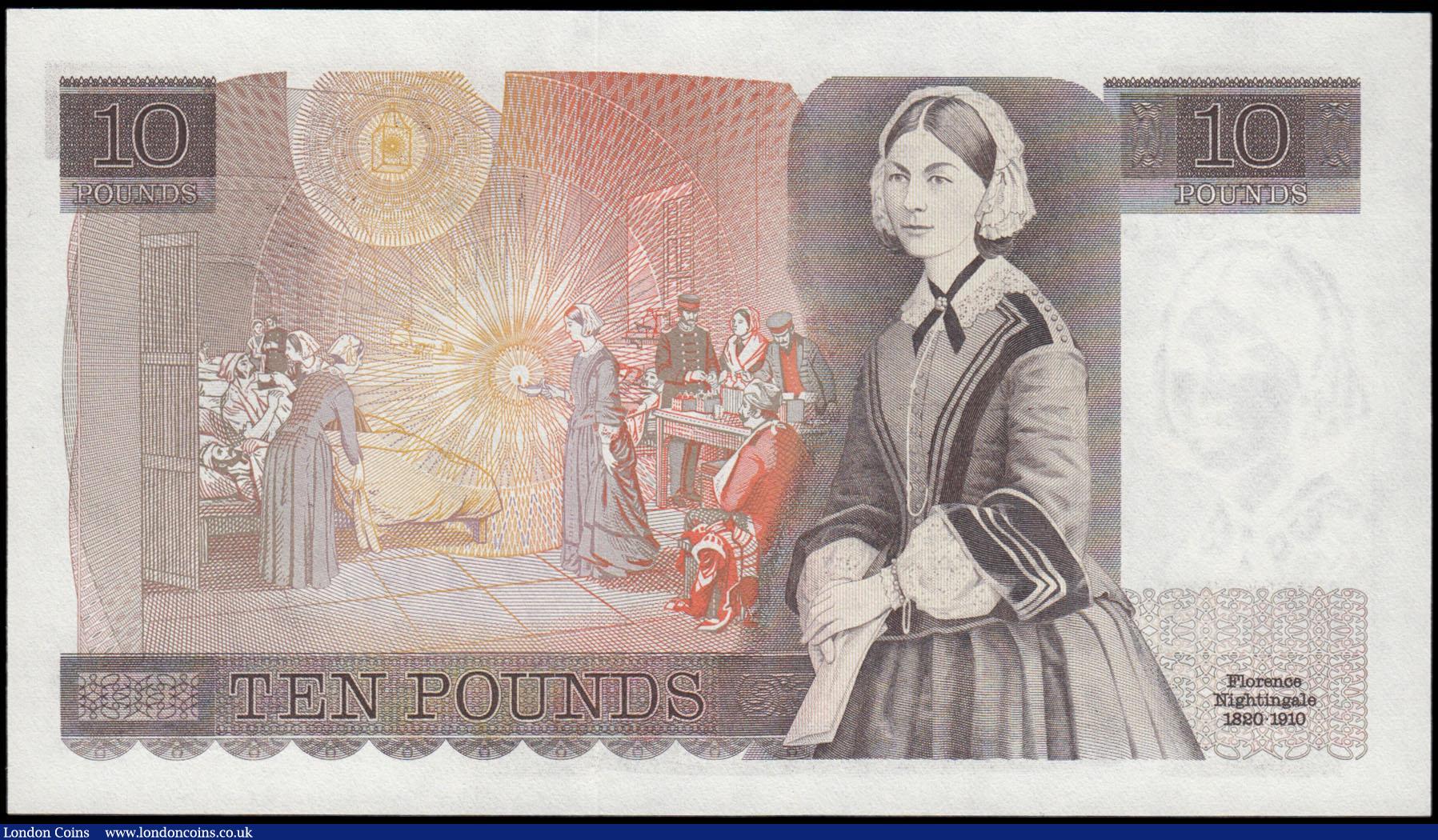 London Coins : A165 : Lot 461 : Ten Pounds QE2 and Florence Nightingale, Somerset B346 issued 1980, later issue series Z69 507581, U...