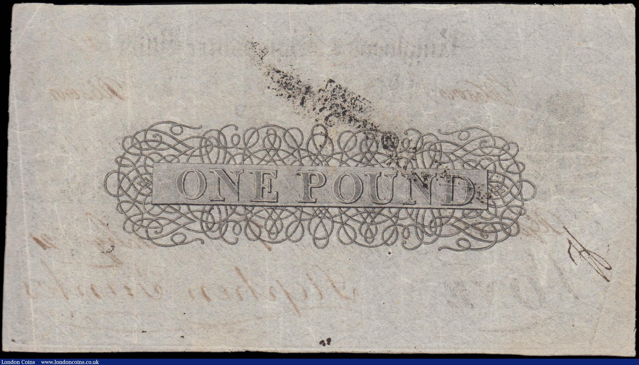 London Coins : A165 : Lot 605 : Ringwood & Hampshire Bank One Pound Design on reverse dated 1921 No.R6500 for Stephen Tunks (Out...