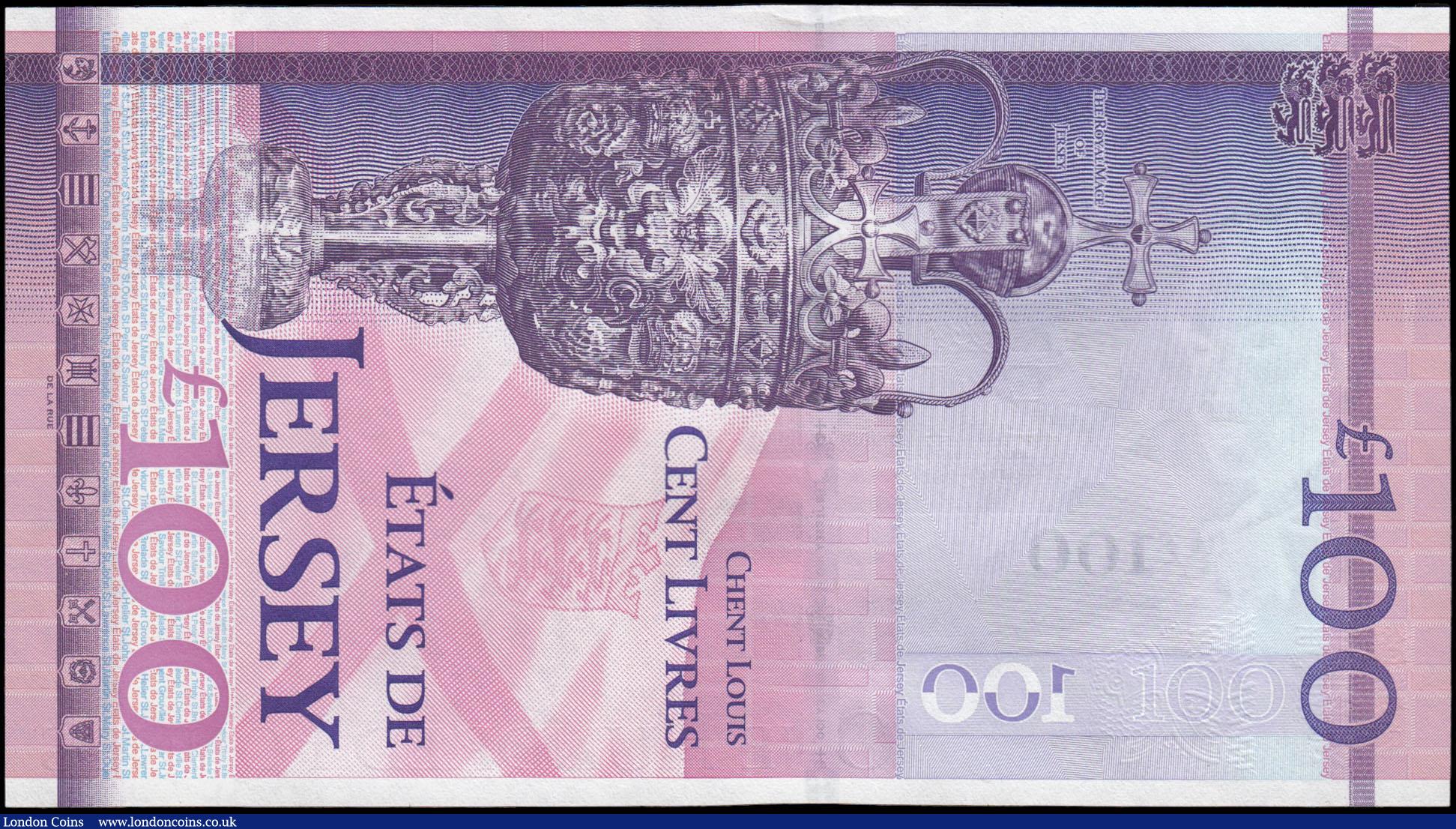 London Coins : A165 : Lot 656 : Jersey &pound;100 new Jubilee 2012 issue, QE2 portrait series QE60 005491 with presentation folder, ...