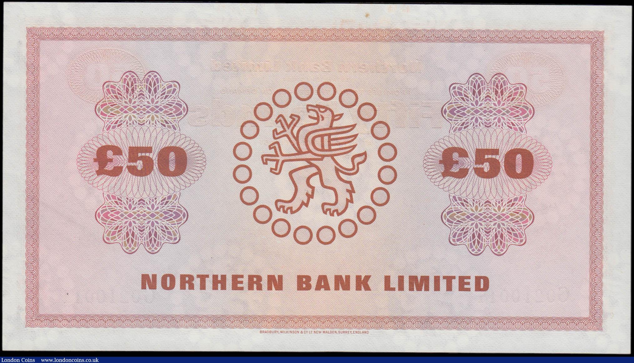London Coins : A165 : Lot 689 : Northern Ireland Northern Bank Limited &pound;50 dated 1st March 1981, series G0210011 signed Ervin,...
