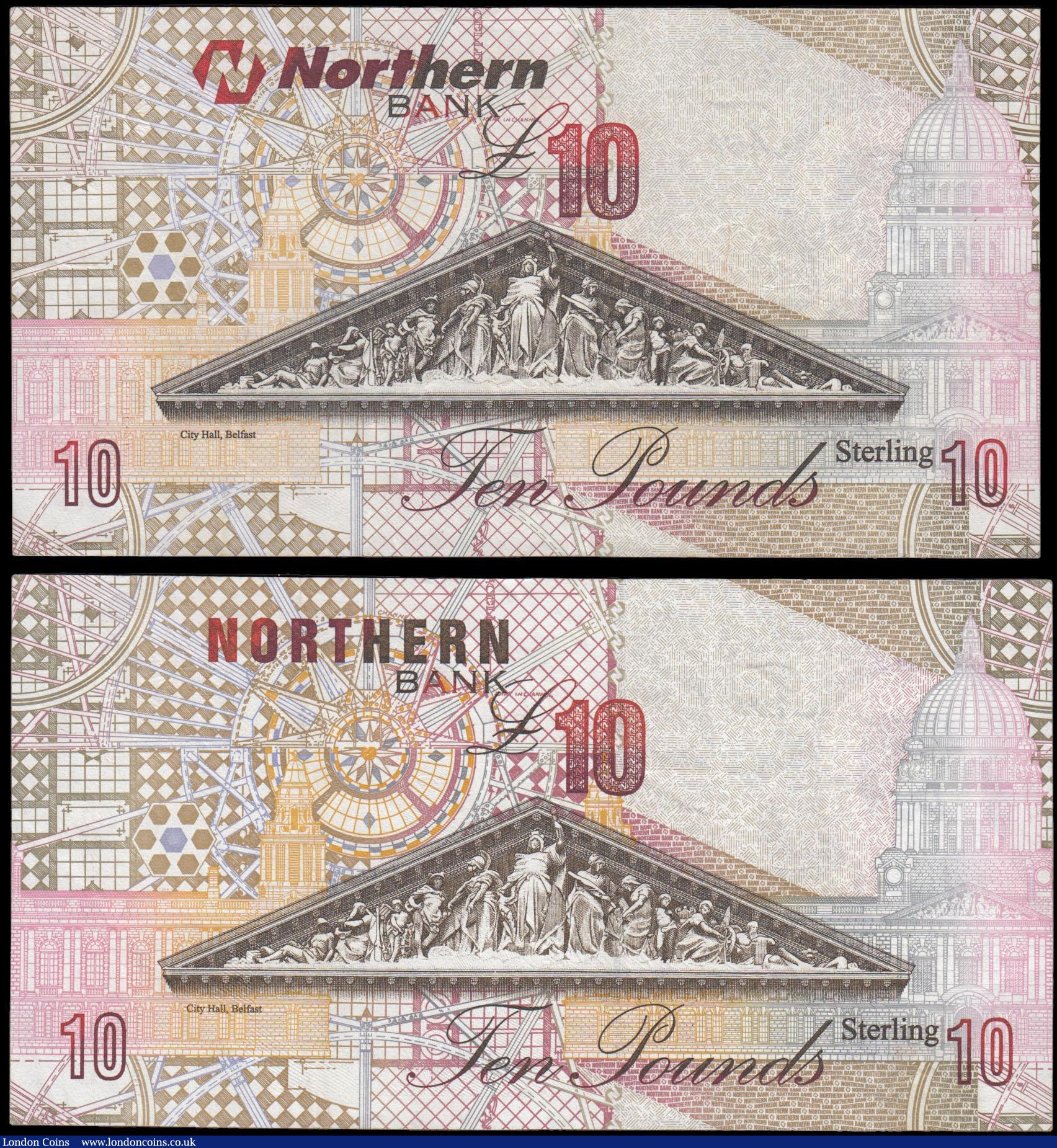 London Coins : A165 : Lot 695 : Northern Ireland Northern Bank Limited 10 Pounds Pick 198b (Blake-Callaway NR 121) dated 8th October...