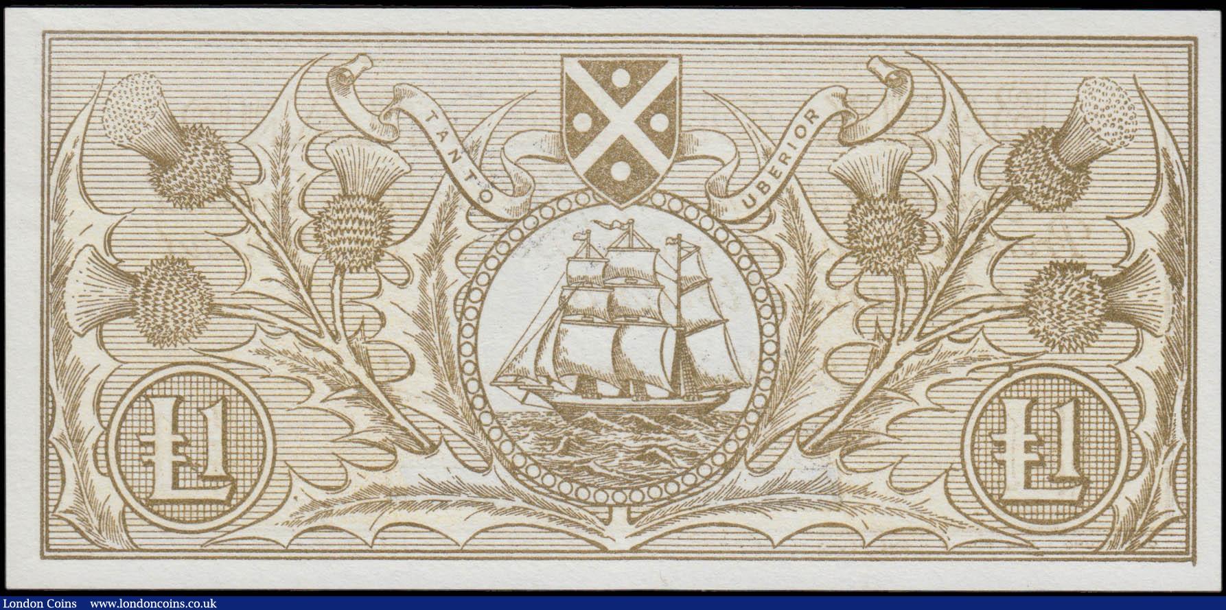 London Coins : A165 : Lot 750 : Scotland &pound;1 over printed SPECIMEN in black on front, without date, imprint or serial numbers, ...