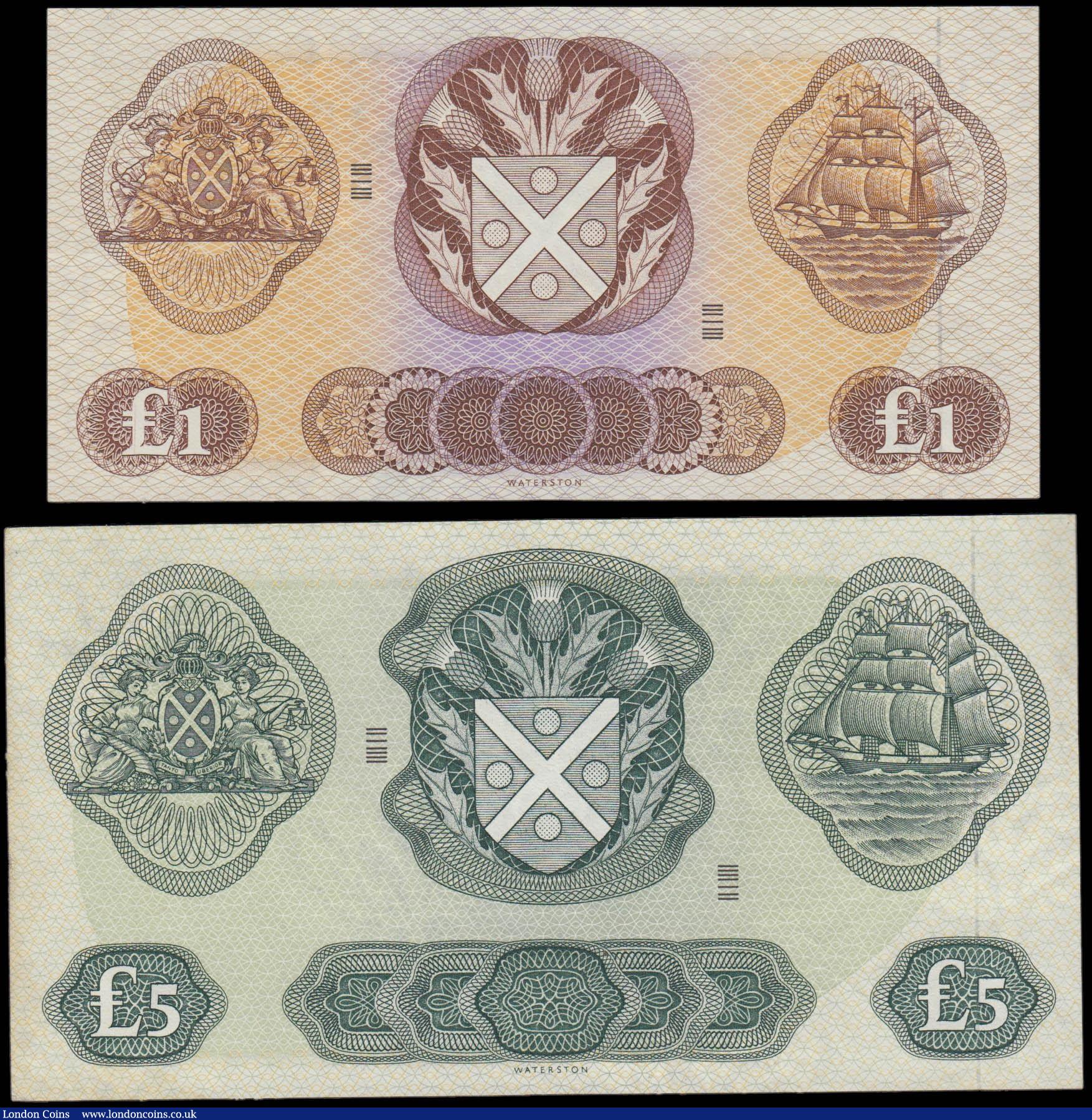 London Coins : A165 : Lot 752 : Scotland Bank of Scotland (2) &pound;1 dated 17th July 1968 series A/2 0955049 signed Polwarth/Letha...