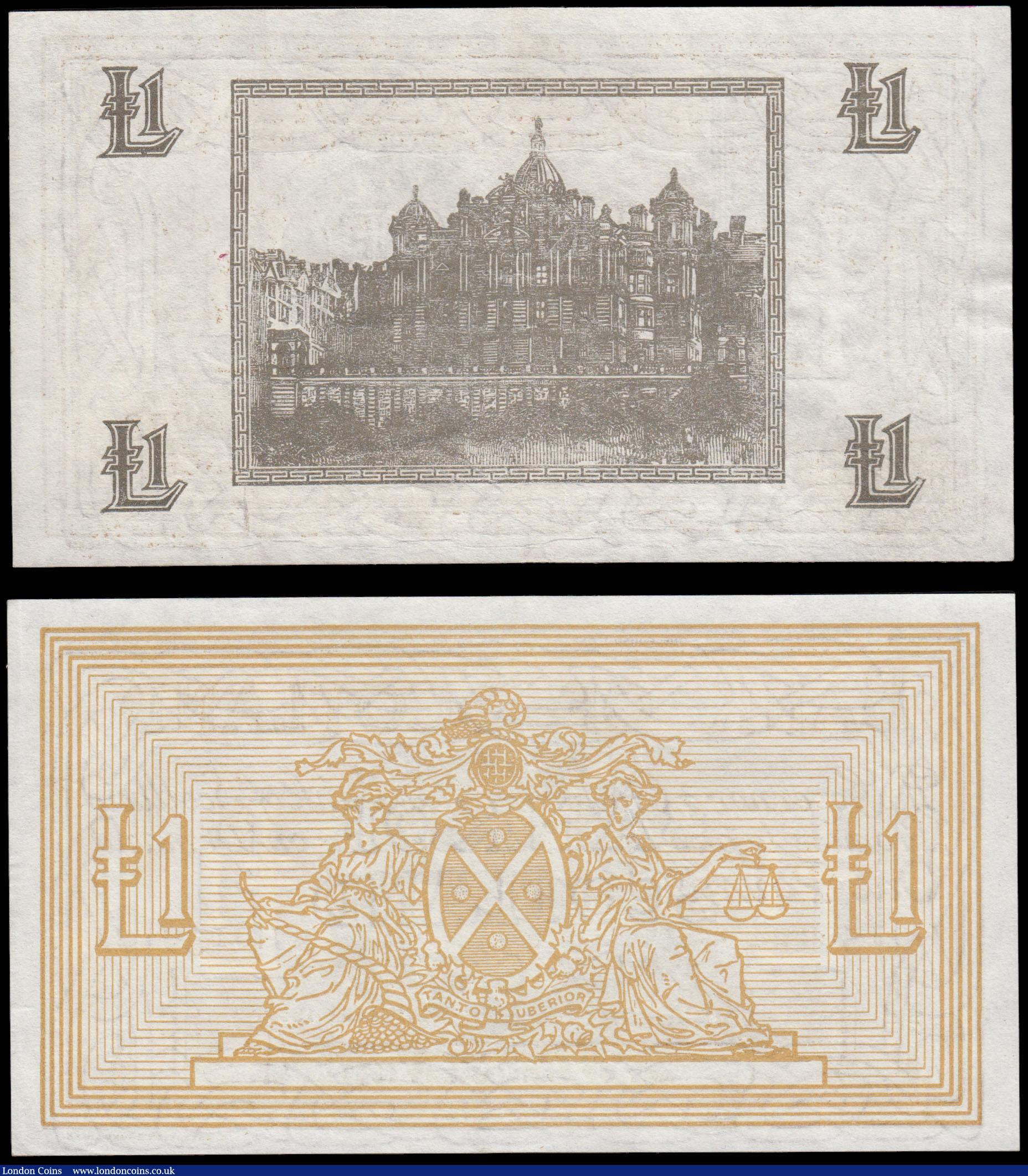 London Coins : A165 : Lot 764 : Scotland Bank of Scotland 1 Pounds signatures Lord Elphinstone for Governor and John B Crawford for ...