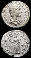 London Coins : A165 : Lot 2040 : Roman Denarii (2) Plautilla (198-211AD) Obverse: Bust right, draped PLAVTILLAE  AVGVSTA, Reverse: Pl...