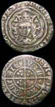 London Coins : A165 : Lot 2398 : Groat Edward III Fourth Coinage 1351-1377 S.1565, R with wedge-shaped tail, mintmark Cross 1 VG or b...