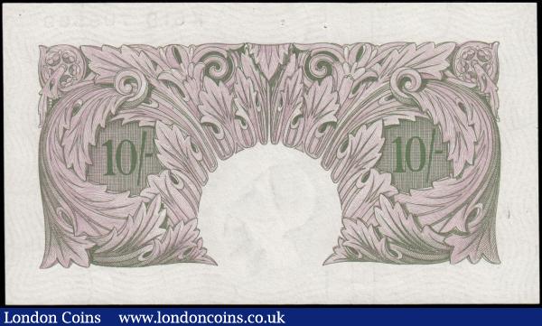 Ten shillings Peppiatt Second Period Emergency Issue Mauve B251 issued 1940 series K61D 705569,  lightly pressed GEF and with four pinholes : English Banknotes : Auction 165 : Lot 63