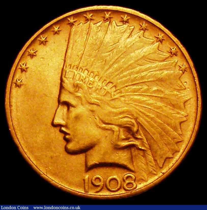 USA Ten Dollars Gold 1908 No Motto Breen 7098 EF/GEF : A166 L1242 ...