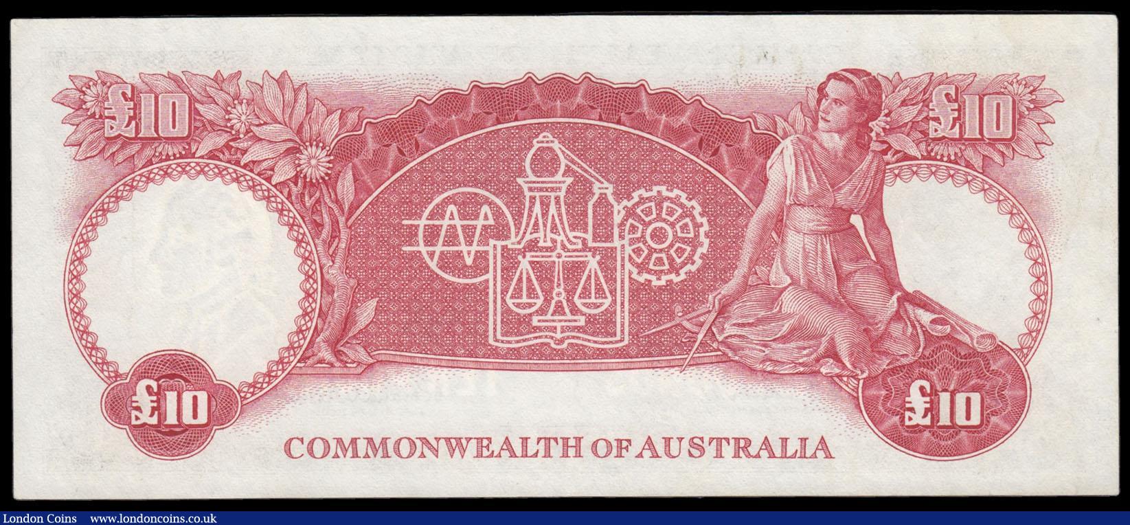 London Coins : A166 : Lot 106 : Australia 10 Pounds issued 1960 - 1965 series WA/59 100729, portrait Governor Phillip at left, signe...