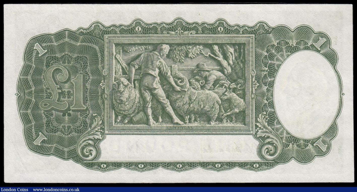 London Coins : A166 : Lot 113 : Australia Commonwealth 1 Pound issued 1949, series W/30 034617 signed Coombs & Watt, portrait Ki...