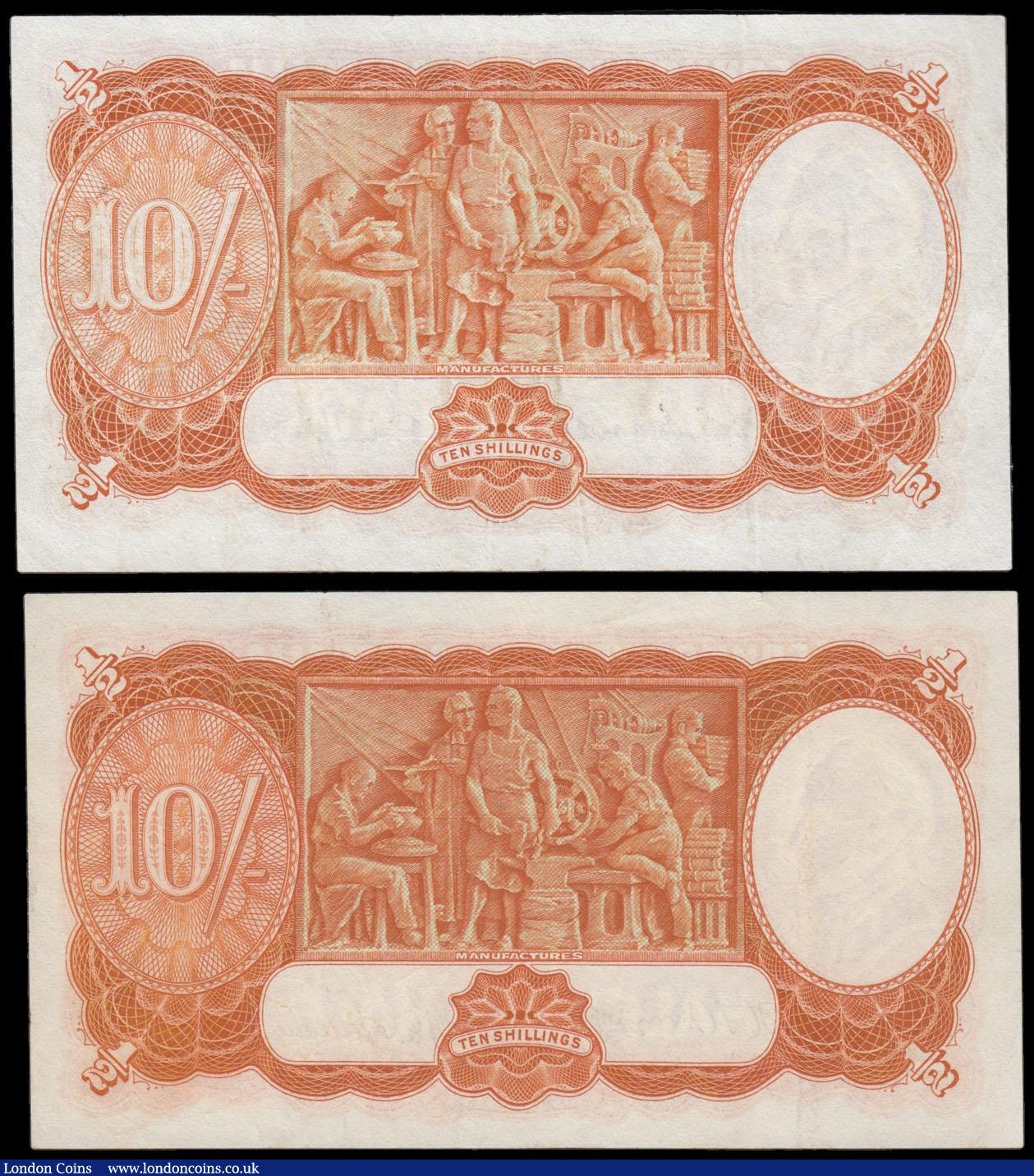 London Coins : A166 : Lot 114 : Australia Commonwealth 10 Shillings (2) series F/81 866119, signed Armitage & McFarlane issued 1...