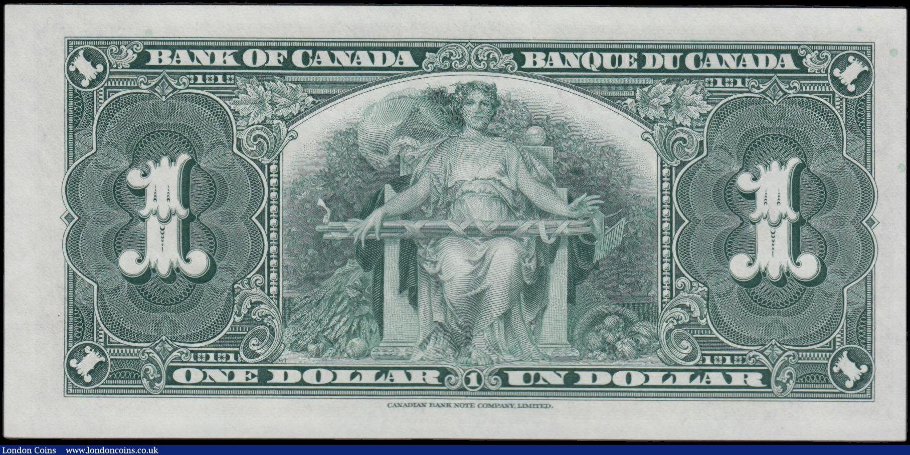 London Coins : A166 : Lot 151 : Canada Bank of Canada 1 Dollar Pick 48e dated 2nd January 1937 signatures Coyne & Towers serial ...