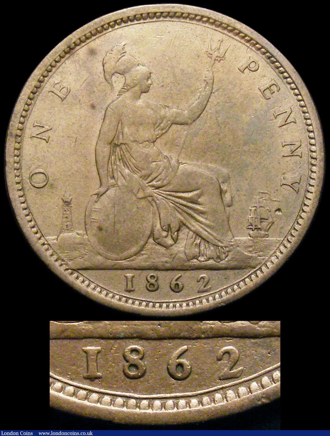 London Coins : A166 : Lot 1983 : Penny 1862 Small Date from Halfpenny die Freeman 41 dies 6+G approaching Fine/Near Fine. Most exampl...