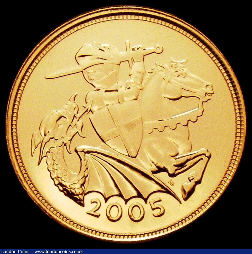 London Coins : A166 : Lot 2235 : Sovereign 2005 S.SC6 UNC and lustrous with some toning, in a presentation box