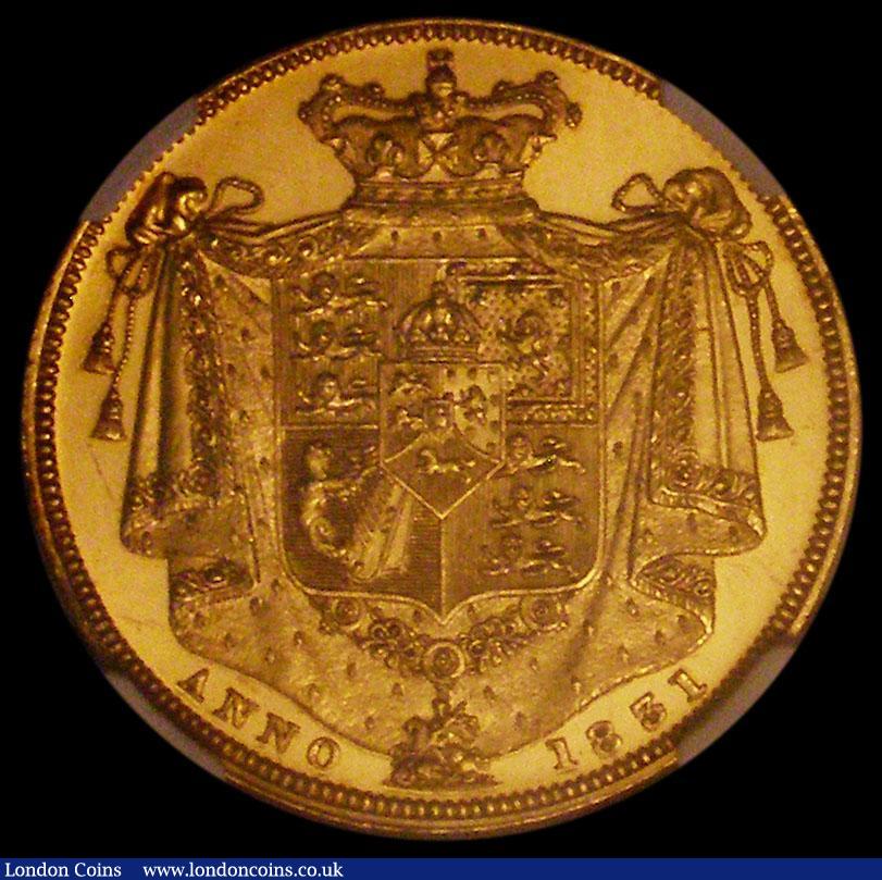 London Coins : A166 : Lot 2274 : Two Pounds 1831 Gold Proof S.3828, in an NGC holder and graded PF61 Cameo, some hairlines in the fie...