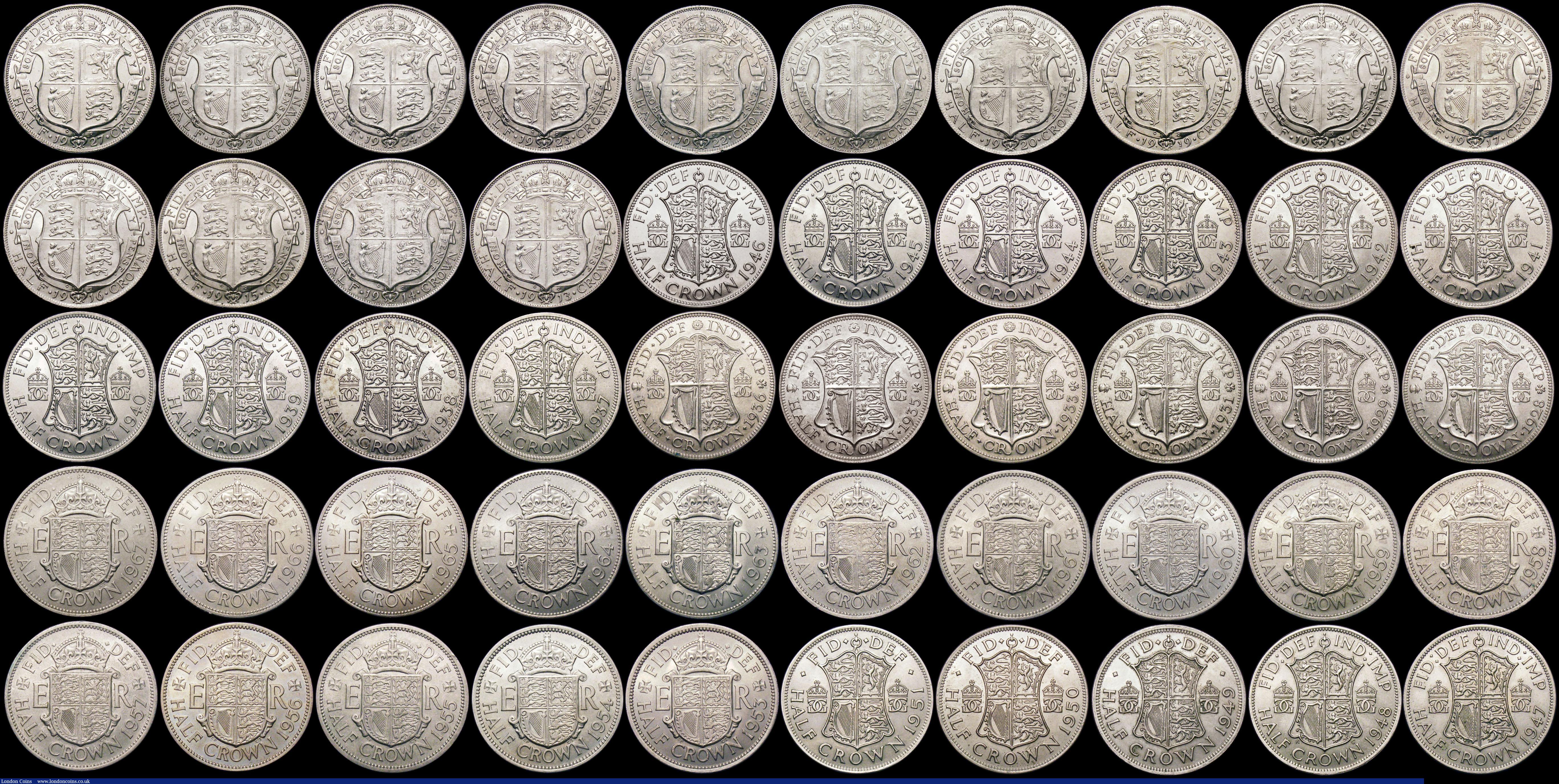 London Coins : A166 : Lot 2379 : Halfcrowns (50) 1913, 1914, 1915, 1916, 1917, 1918, 1919, 1920, 1921, 1922, 1923, 1924, 1926 First H...