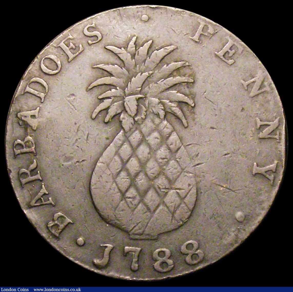 London Coins : A166 : Lot 2629 : Barbados Penny 1788 KM#Tn8 Fine