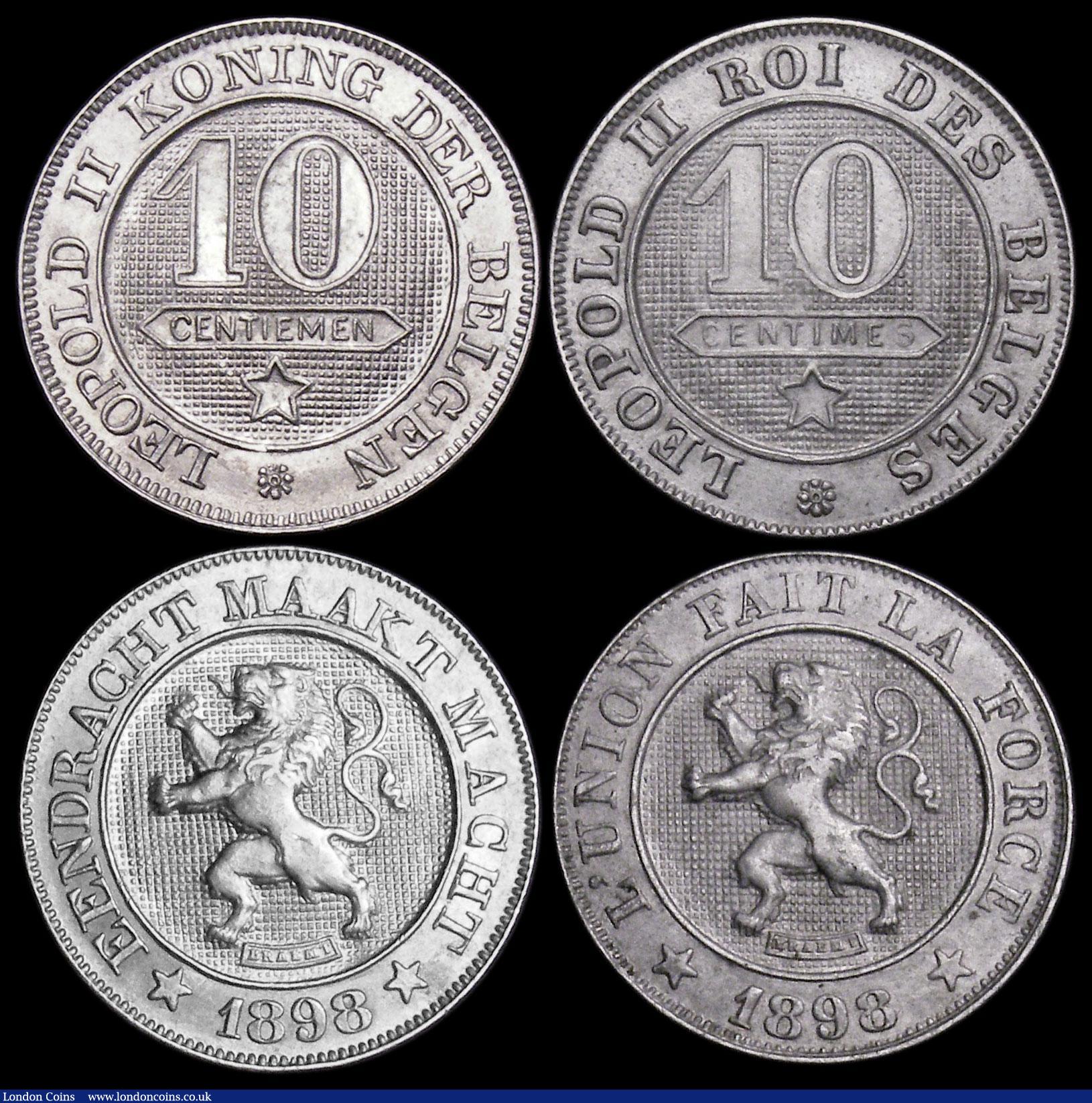 London Coins : A166 : Lot 2638 : Belgium (3) 10 Centimes (2) 1864 KM#22 DES BELGES A/UNC, 1898 KM#43 DER BELGEN EF, 1898 KM#42 DES BE...