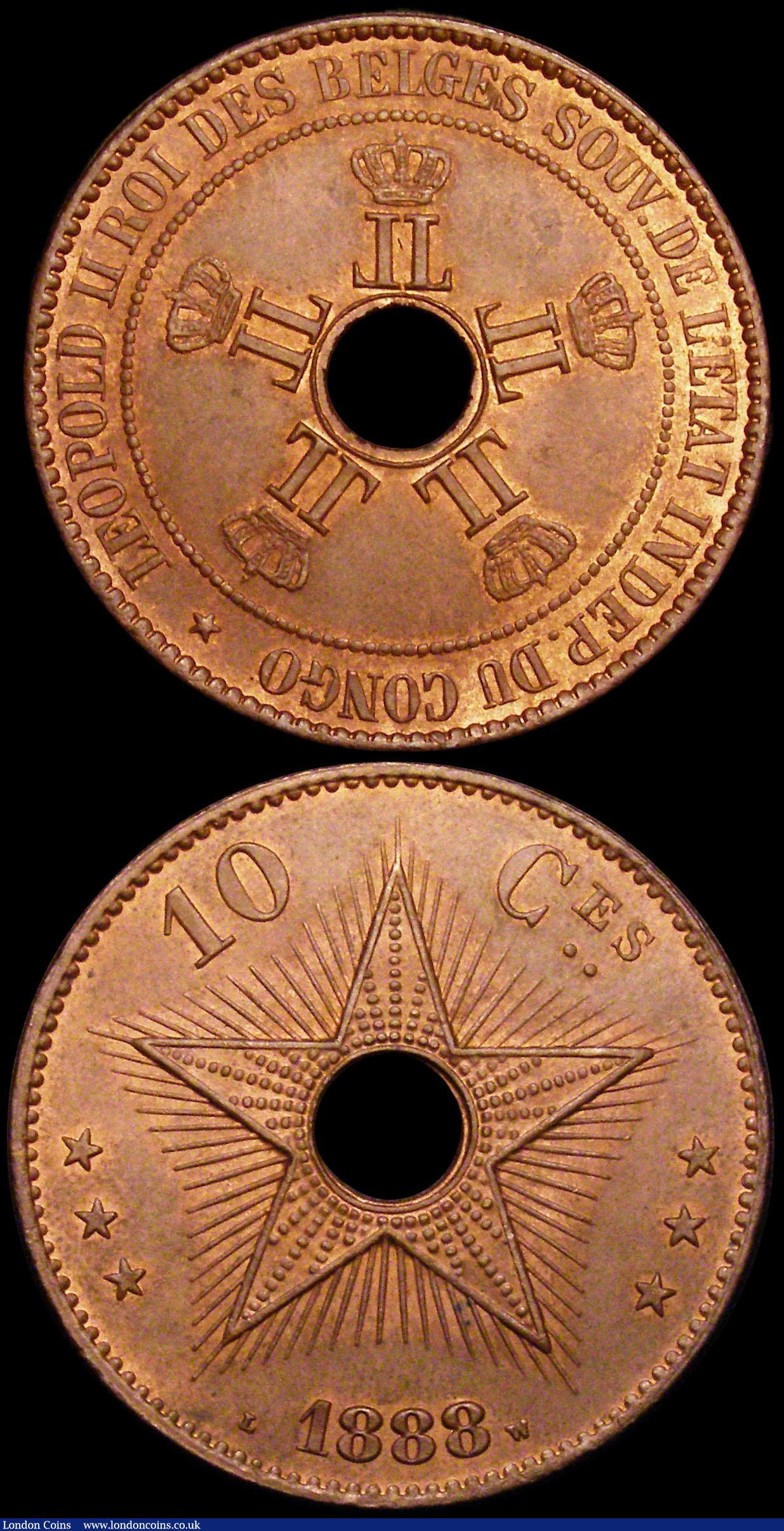 London Coins : A166 : Lot 2684 : Congo Free State 10 Centimes (2) 1888 KM#4 UNC with traces of lustre, 1889 KM#4 UNC attractively ton...