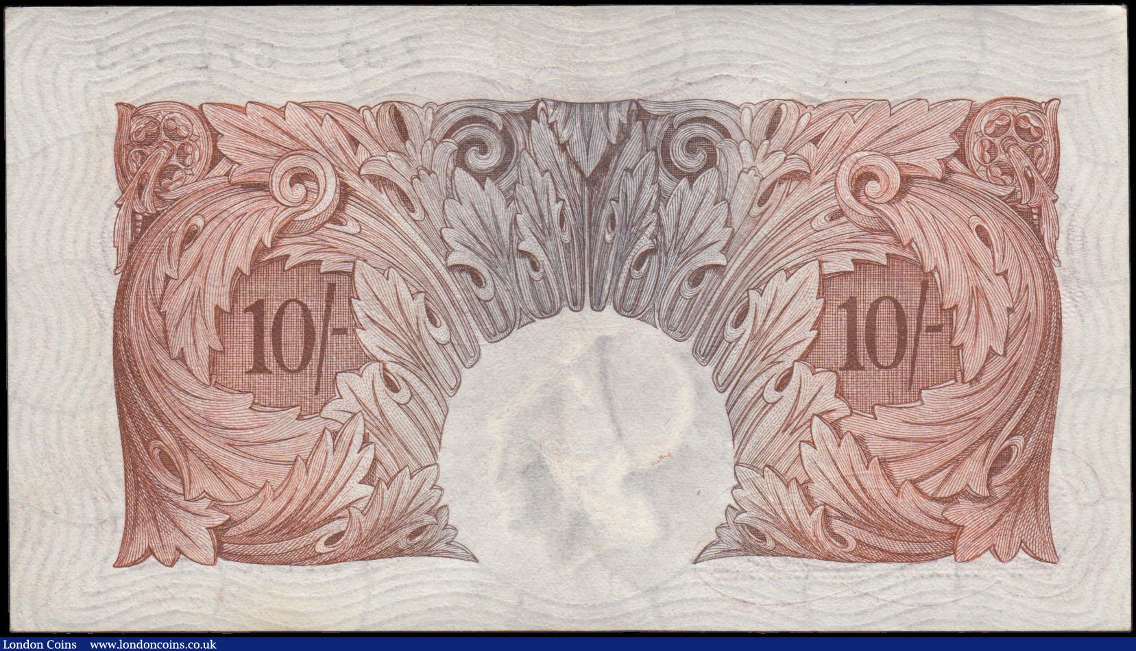 London Coins : A166 : Lot 36 : Ten Shillings O'Brien B210 Red-brown issue 1928 FIRST series number Z80 676323 about EF and Rar...