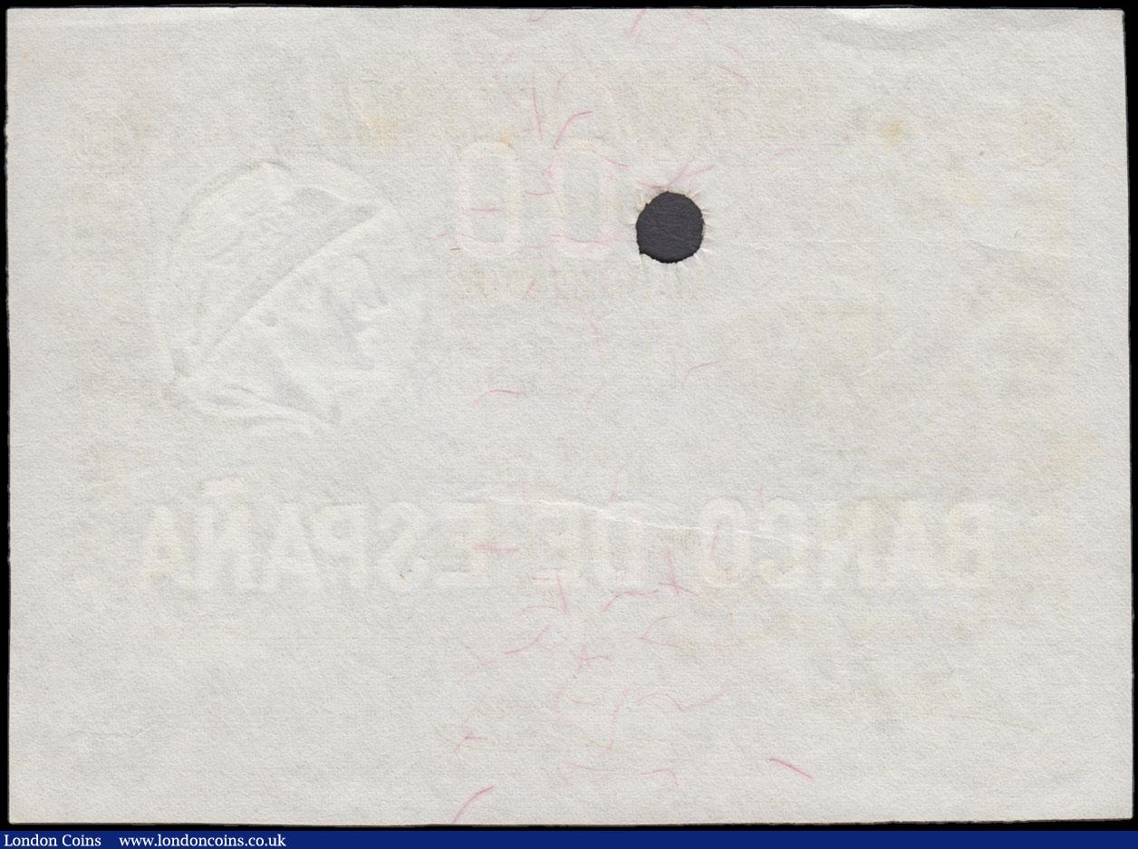 London Coins : A166 : Lot 434 : Spain El Banco De Espana 100 Pesetas as Pick 53 Unlisted in SCWPM Proof Uniface issue dated 1st July...