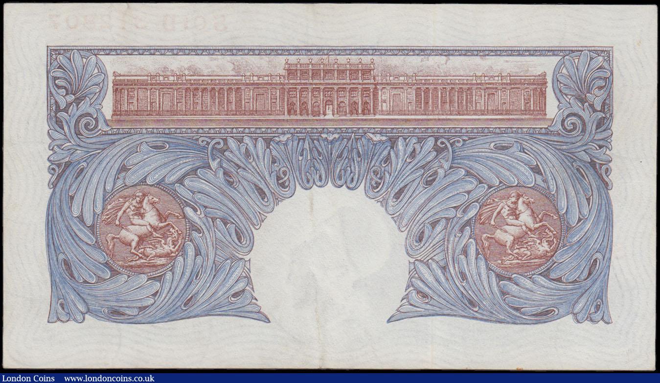 London Coins : A166 : Lot 49 : One Pound Peppiatt World War II B250 Blue/Pink Emergency issue 1940 FIRST RUN serial number S01D 312...
