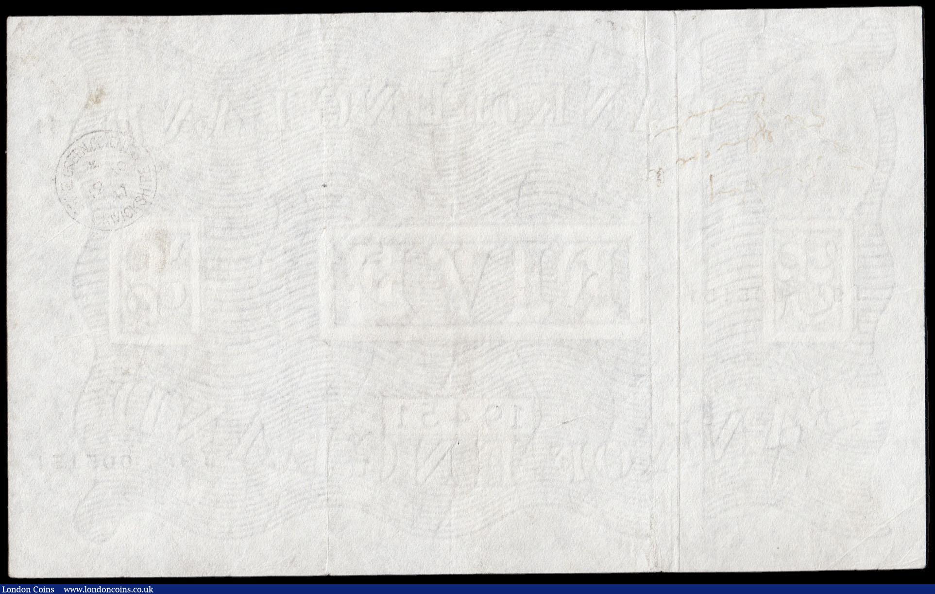 London Coins : A166 : Lot 51 : Five Pounds Peppiatt White note B255 Thick paper Metal Threaded Second Period issue dated 7th August...
