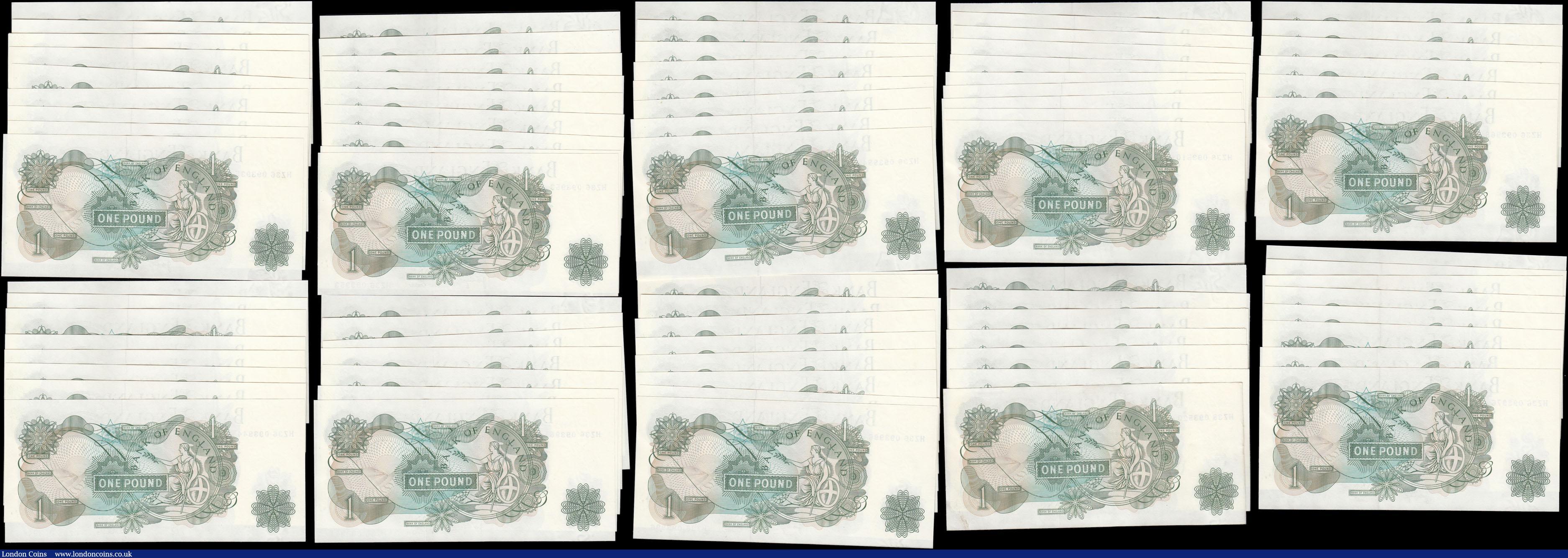 London Coins : A166 : Lot 66 : One Pounds Page QE2 portrait & seated Britannia B322 issues 1970 (84) all about UNC - UNC, LAST ...