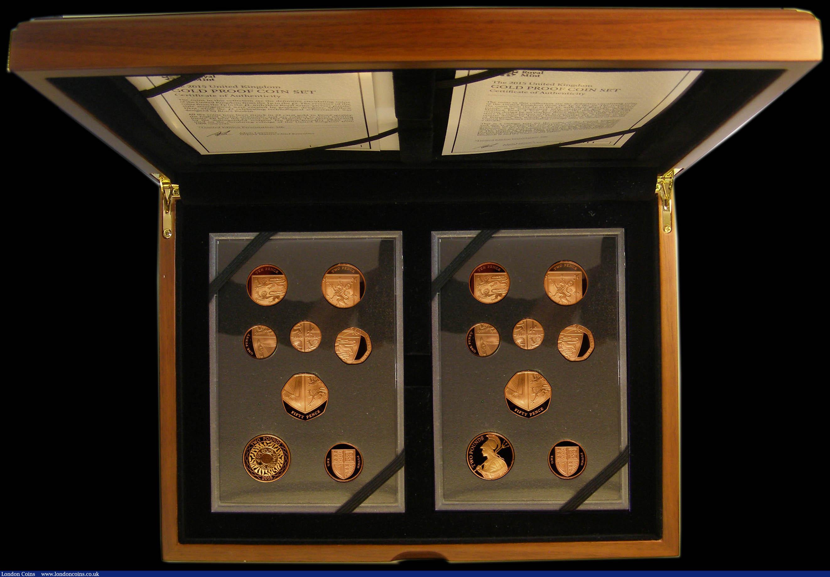 London Coins : A166 : Lot 704 : Proof Set 2015 the double set the definitive set in Gold (8 coins Two Pounds to One Penny all coins ...