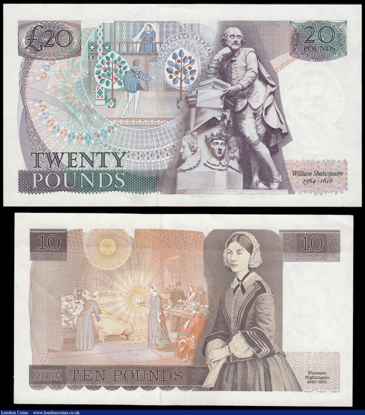 London Coins : A166 : Lot 77 : Bank of England Gill (2) comprising Twenty Pounds Gill QE2 pictorial & William Shakespeare B355 ...