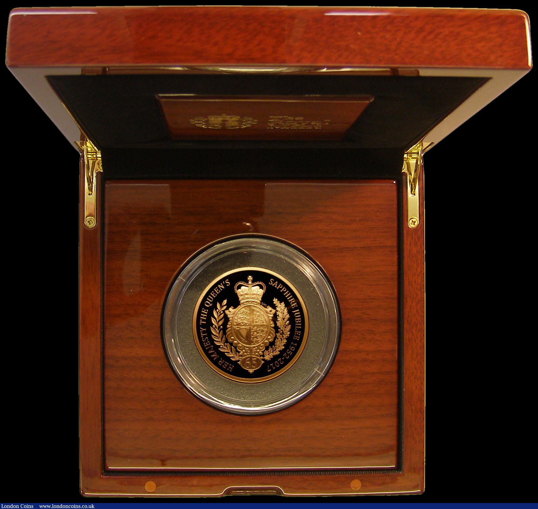 London Coins : A166 : Lot 794 : Ten Pounds 2017 SHINE THROUGH THE AGES Five Ounce Gold Proof (.999 Fine Gold) issue The Sapphire Jub...