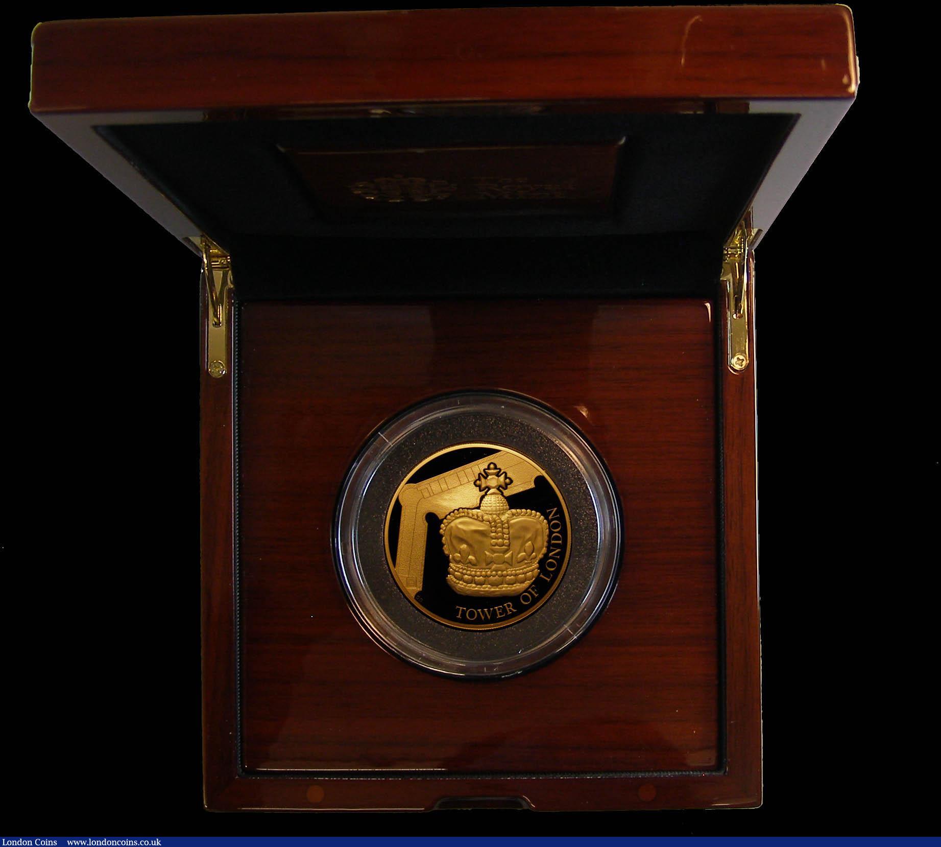 London Coins : A166 : Lot 796 : Ten Pounds 2019 Tower of London - The Crown Jewels 5oz. Gold Proof certificate number 17 of 45 minte...