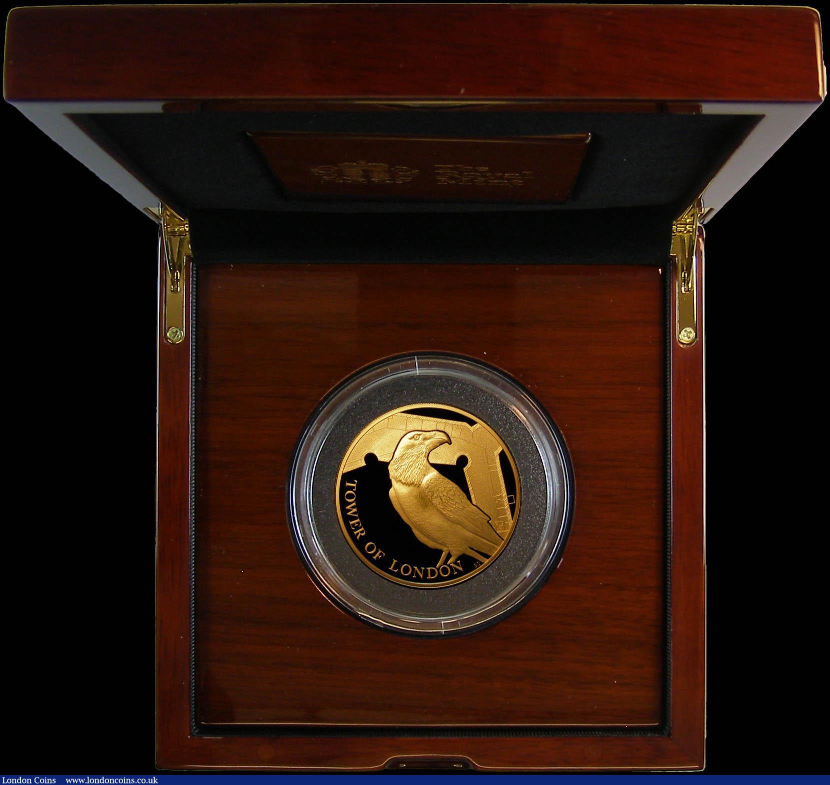 London Coins : A166 : Lot 797 : Ten Pounds 2019 Tower of London - The Legend of the Ravens 5oz. Gold Proof FDC in the Royal Mint box...