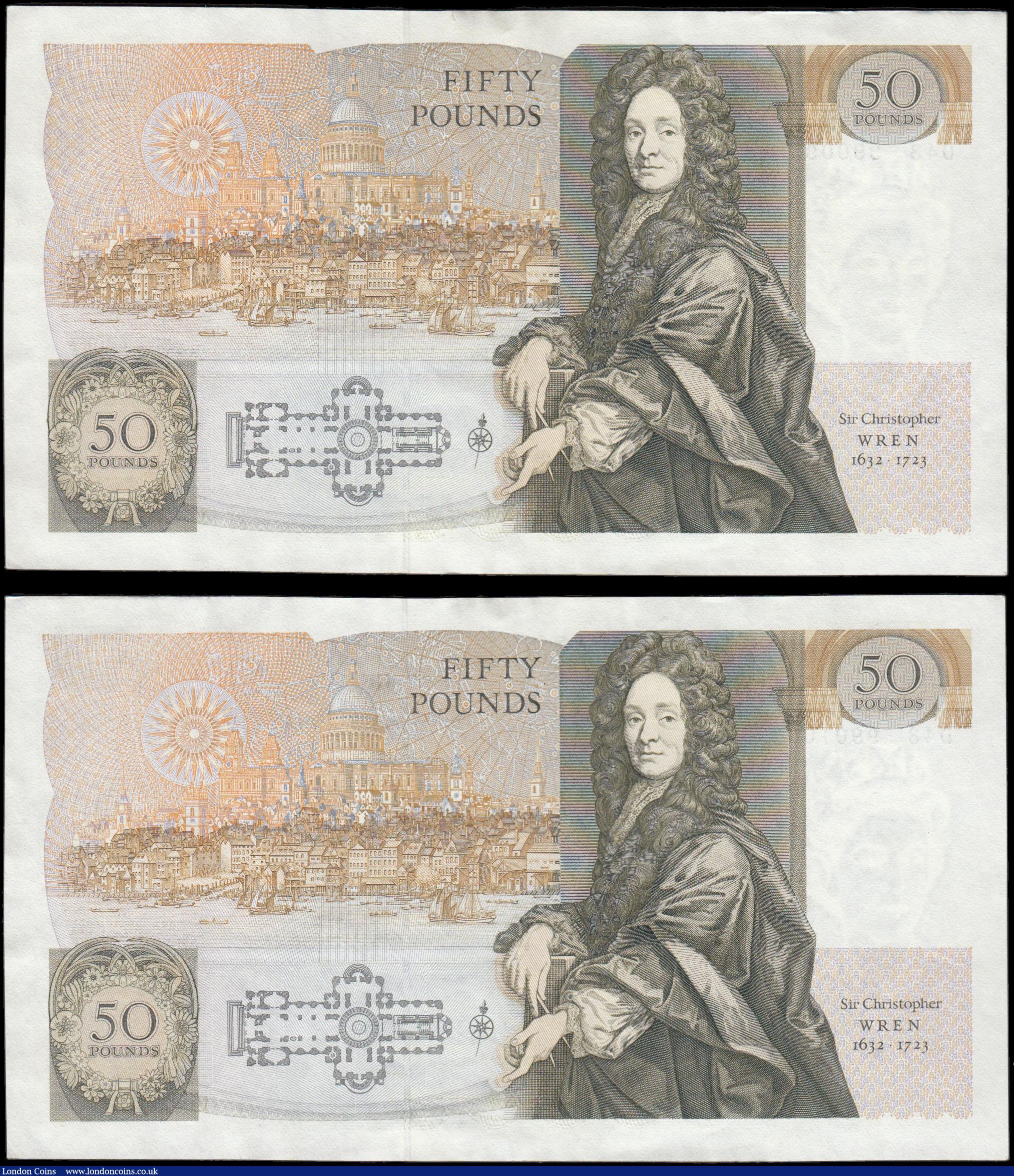 London Coins : A166 : Lot 81 : Fifty Pounds Gill QE2 Pictorial and Sir Christopher Wren B356 Windowed Security Thread (Stardust thr...