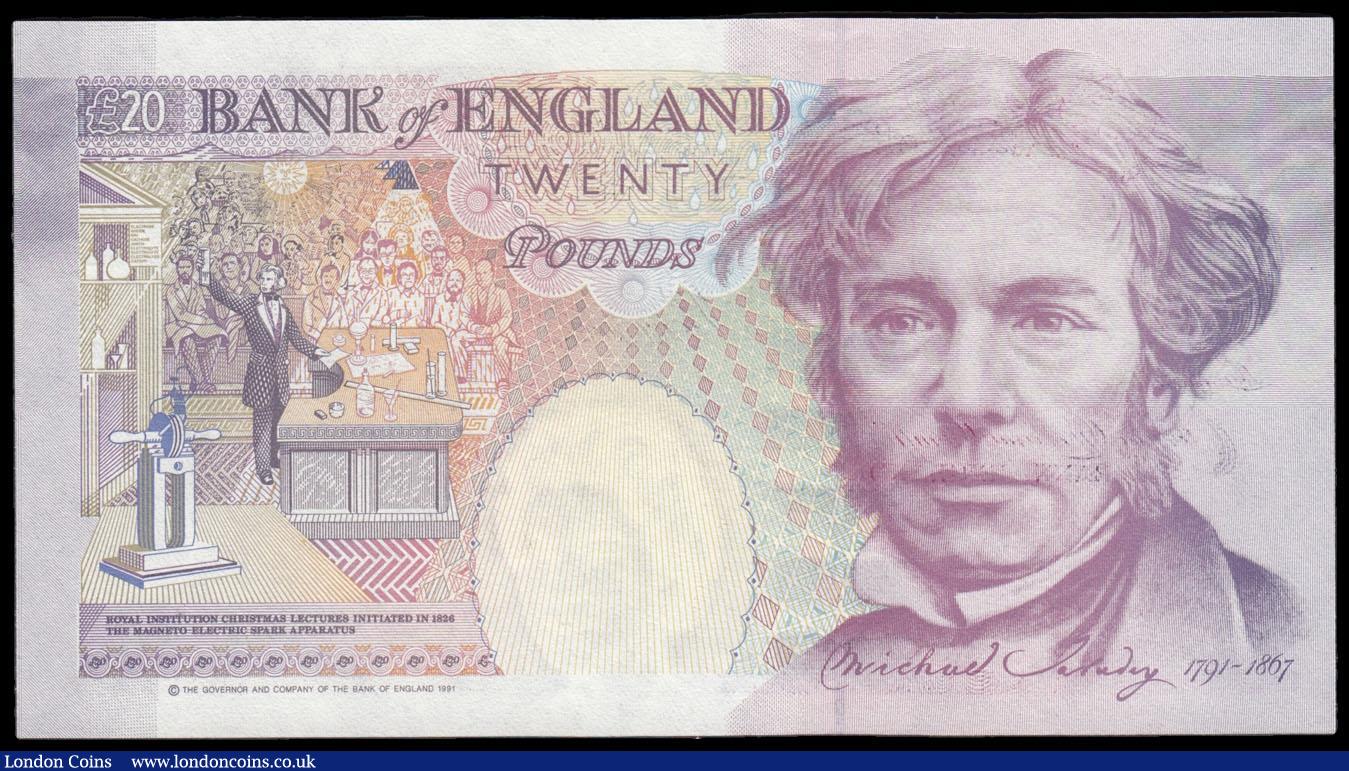 London Coins : A166 : Lot 83 : Twenty Pounds Gill QE2 pictorial & Michael Faraday B358 issue 1991 and a much scarcer prefix ser...