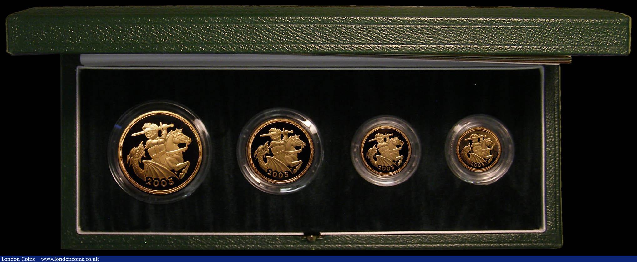 London Coins : A166 : Lot 884 : United Kingdom 2005 Gold Proof Four Coin Sovereign Collection, Gold Five Pounds to Half Sovereign S....