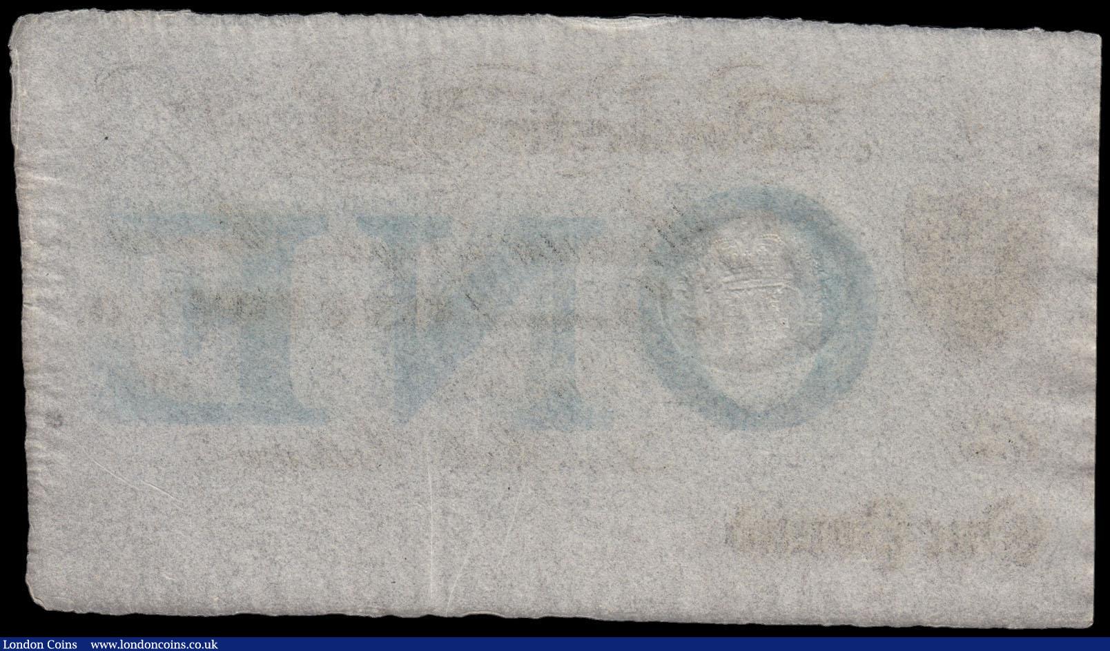 London Coins : A166 : Lot 96 : Dorchester Bank 1 Pound Unissued Remainder For Robt. Pattison circa 1820's and the note in blac...