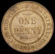 London Coins : A166 : Lot 2622 : Australia Penny 1919 Dot below lower scroll KM#23 GEF the reverse with pale lustre