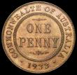 London Coins : A166 : Lot 2623 : Australia Penny 1933 KM#23 UNC toned with all diamonds and pearls bold on the crown band