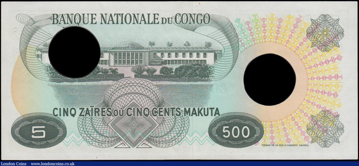 London Coins : A167 : Lot 1468 : Congo (Democratic Republic) Banque Nationale 5 Zaires = 500 Makuta Pick 13a dated 2nd January 1967 a...