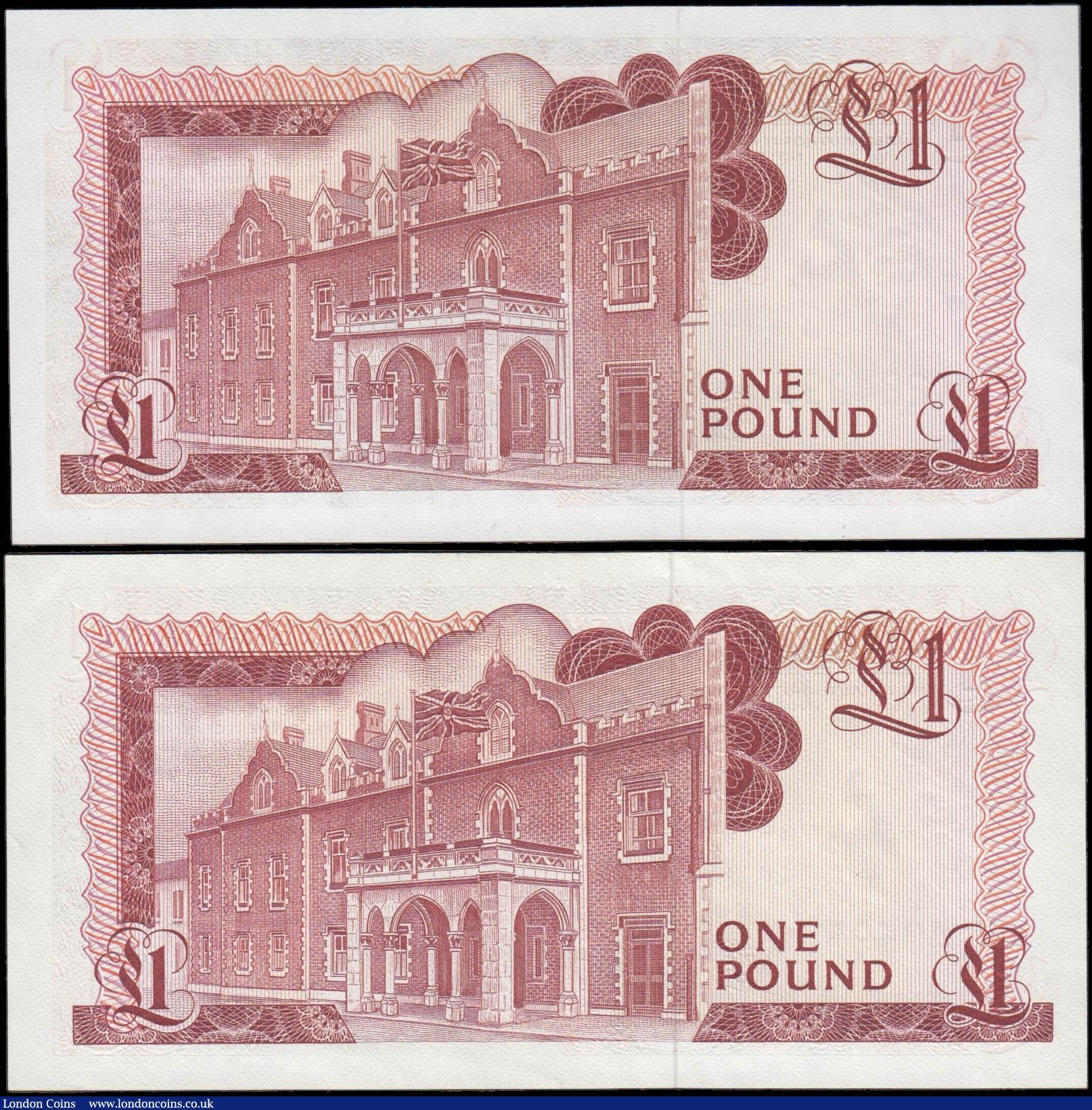 London Coins : A167 : Lot 1509 : Gibraltar Government One Pound (2) comprising Pick 20b dated 15th September 1979 serial number K2849...