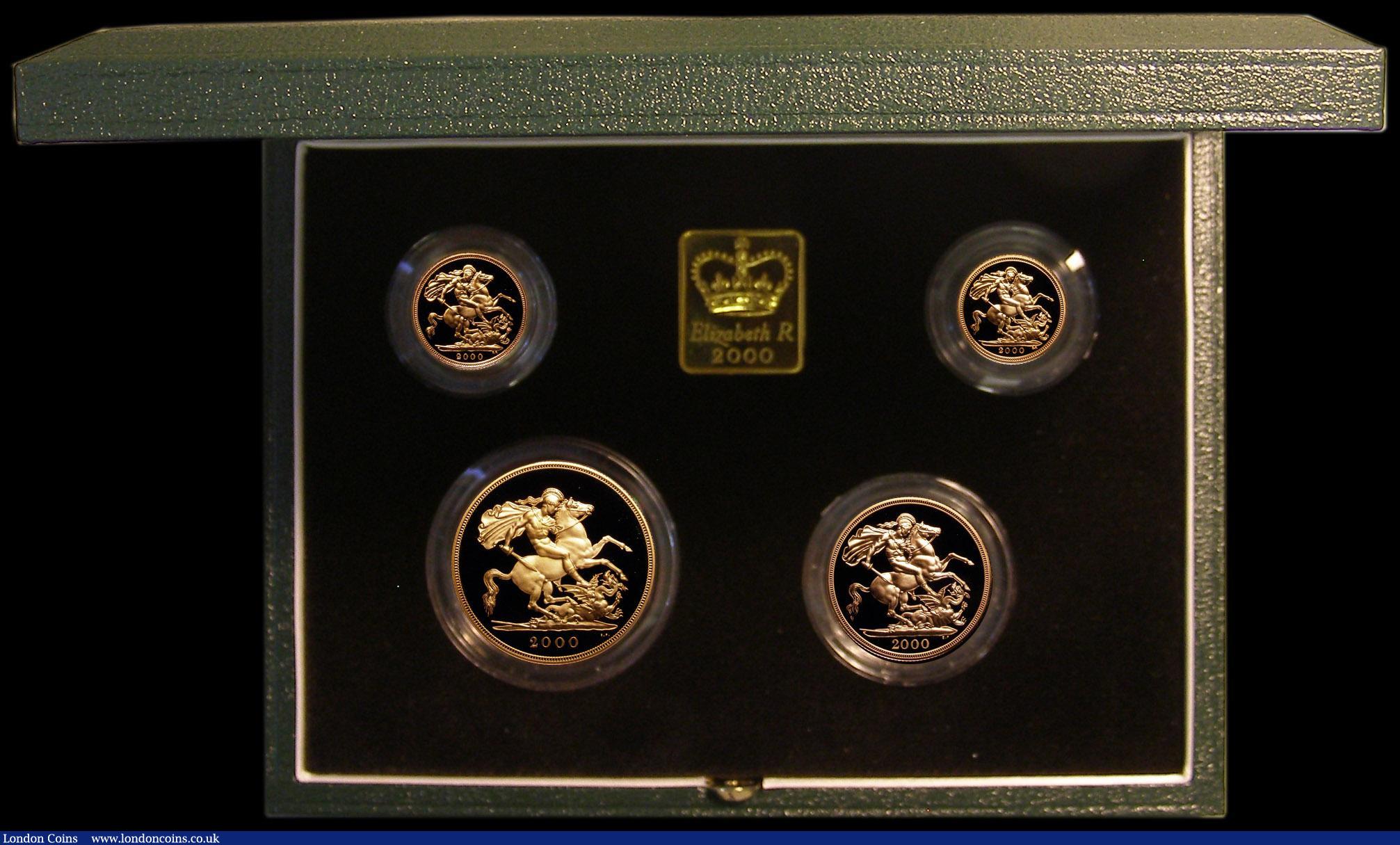 London Coins : A167 : Lot 235 : United Kingdom 2000 Gold Proof Four Coin Sovereign Collection, Gold Five Pounds, Two Pounds, Soverei...