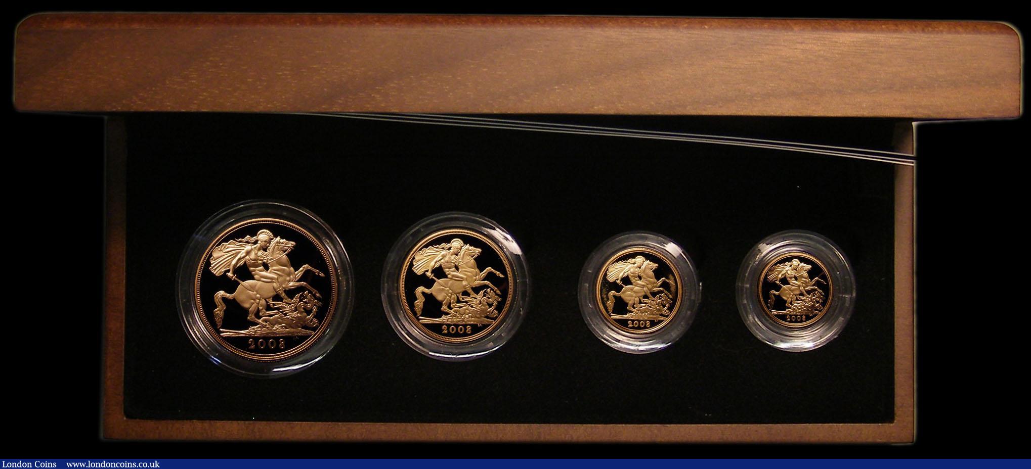 London Coins : A167 : Lot 236 : United Kingdom 2008 Gold Proof Four-Coin Sovereign Collection, comprising Gold Five Pounds, Two Poun...