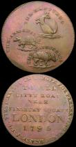London Coins : A167 : Lot 1722 : Halfpennies 18th Century Middlesex (2) 1795 T.Hall - Citty Road 'Kanguroo', 'Armadill...