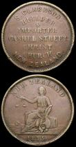 London Coins : A167 : Lot 2358 : New Zealand Tokens (2) Penny 1875 S.Clarkson, Christchurch, Builder & Importer, Cashel Street KM...