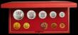 London Coins : A167 : Lot 301 : South Africa Proof Set 1981 toned nFDC in the Red SAM box of issue, 10 coin set with gold 2 Rand and...