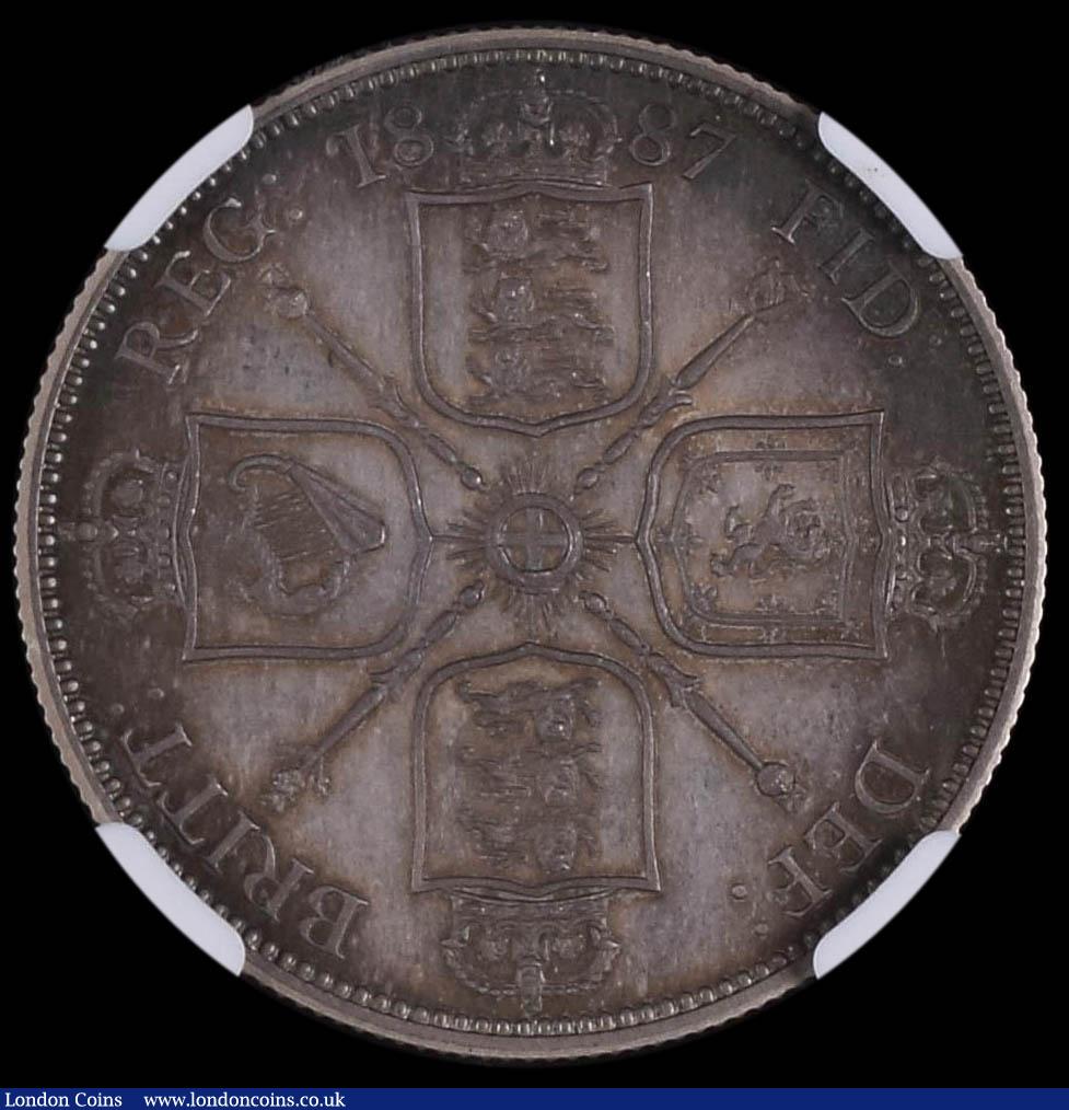London Coins : A168 : Lot 1232 : Florin 1887 Jubilee Head Proof ESC 869, Bull 2954, in an NGC holder and graded PF66+ CAMEO, a superb...