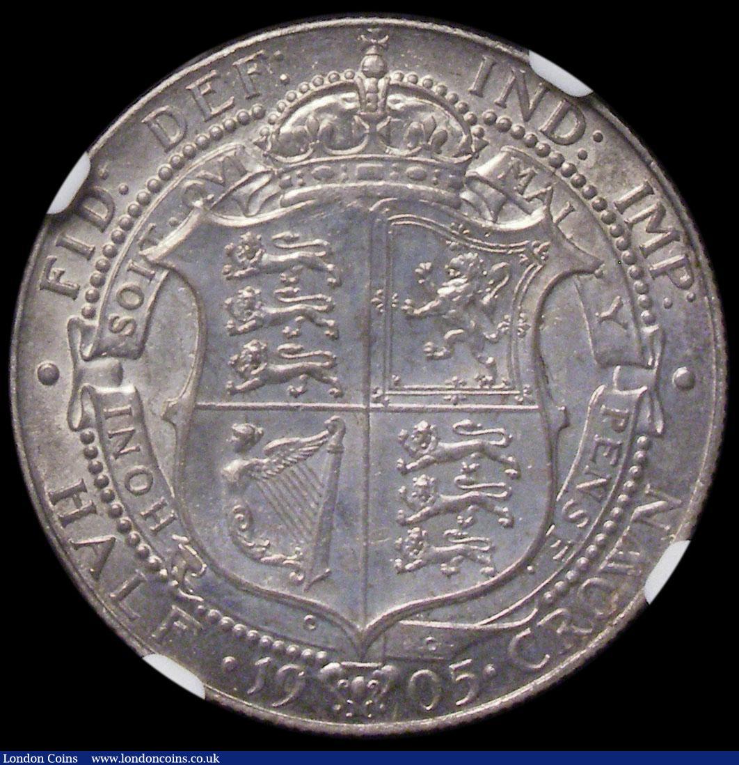 London Coins : A168 : Lot 1389 : Halfcrown 1905 ESC 750  Bull 3571 and the key date of the 20th century Halfcrown series NGC AU58, in...