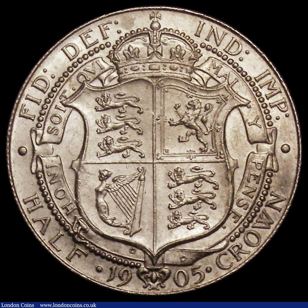 London Coins : A168 : Lot 1390 : Halfcrown 1905 ESC 750, Bull 3571 UNC or very near so, the obverse with a small tone spot on the bac...
